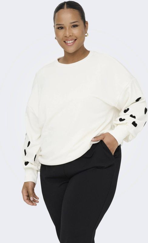 Carmacy - Sweatshirt - Zwart - O-hals - Lange Mouwen - Geborduurd Detail