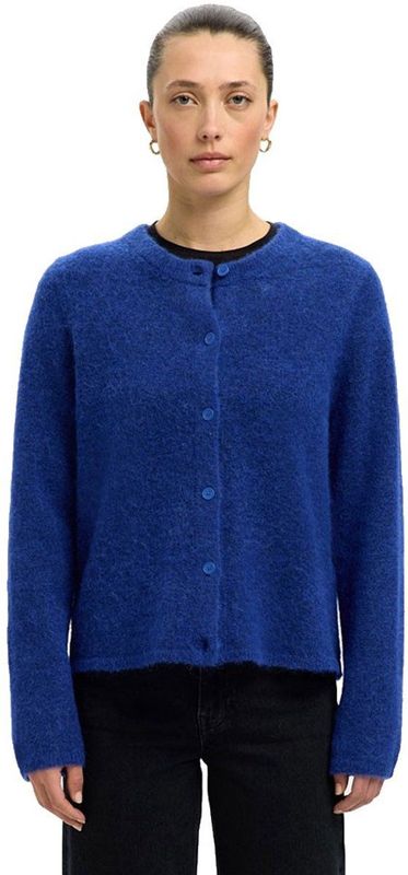 Selected - Lulu Short - Vest - Ronde Hals - Lange Mouwen - Knoopsluiting