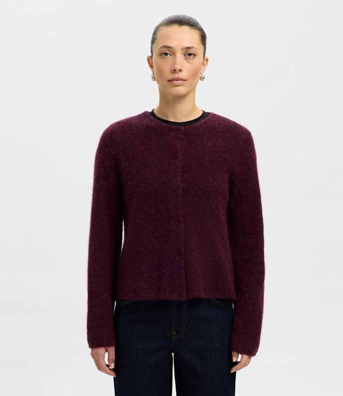 Selected - Lulu New - Vest - Ronde Hals - Lange Mouwen - Knoopsluiting