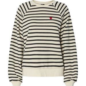 Pieces - Streep Sweater - Cloud Dancer/Black - Katoen/Polyester