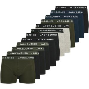 Jack & Jones - Benja Solid Trunk - Boxershorts - Donkergroen - Zwart - Grijs - Donkerblauw - 12-pack
