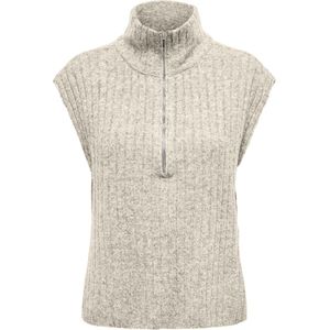Only - Onljeanett Life Sl Rib Hghneck - Gebreid Vest - Beige - Mouwloos