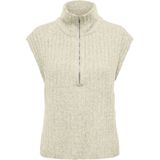 Only - Onljeanett Life Sl Rib Hghneck - Gebreid Vest - Beige - Mouwloos