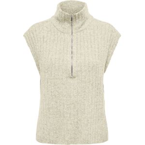 Only - Onljeanett Life Sl Rib Hghneck - Gebreid Vest - Beige - Mouwloos