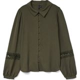VERO MODA - VMALVA LACE LS SHIRT - Blouse - Dames - Lange Mouwen - Kanten Detail