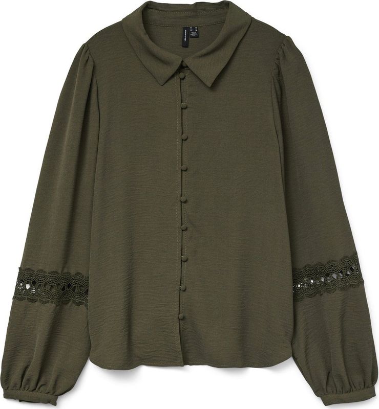 VERO MODA - VMALVA LACE LS SHIRT - Blouse - Dames - Lange Mouwen - Kanten Detail