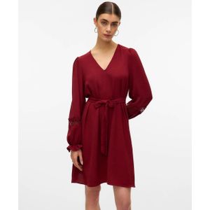 VERO MODA - VMALVA - Midi Jurk - Donkerrood