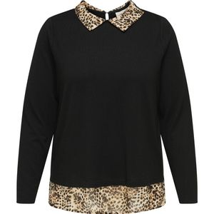 ONLY - CARMAKOMA - Shirt - Zwart - CARALBA LS MIX TOP JRS
