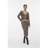 VERO MODA - VMNANCY - Gebreid Vest - Camel - Dierenprint