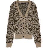 VERO MODA - VMNANCY - Gebreid Vest - Camel - Dierenprint