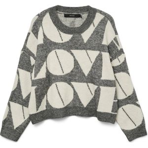 Vero Moda - Vmlove Ls O-neck Pullover - Medium Grey/Birch - Dames Trui