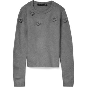 Vero Moda - Vmrose Ls O-neck Pullover - Medium Grey Melange - Dames Trui