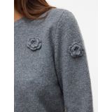 Vero Moda - Vmrose Ls O-neck Pullover - Medium Grey Melange - Dames Trui