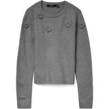 Vero Moda - Vmrose Ls O-neck Pullover - Medium Grey Melange - Dames Trui