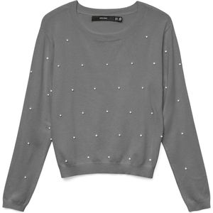 Gebreide Trui - Medium Grey Melange - Lange Mouwen - Ronde Hals