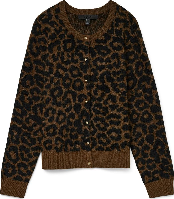 Vero Moda - Vmnewkai Ls O-neck - Vest - Emperador/w. Black Leo - Dames