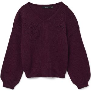 Vero Moda - Vmlollipop Ls V-neck Pullover - Wijnrood - Dames