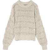 Vero Moda - Vmlona Ls O-neck Pullover - Beige - Gebreide Trui