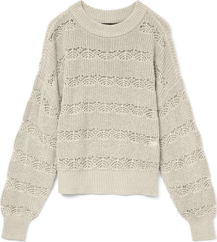 Vero Moda - Vmlona Ls O-neck Pullover - Beige - Gebreide Trui