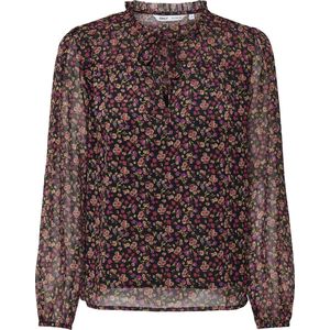 Blouse - Black - Bovenmateriaal - Lange Mouwen - Staande Kraag