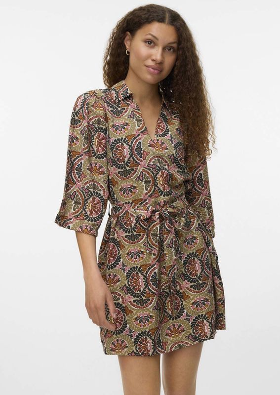 VERO MODA - Korte Jurk - Bedrukt - Viscose Materiaal