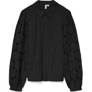 Vero Moda - Vmfabena - Blouse - Zwart - Lange Mouwen - Klassieke Kraag