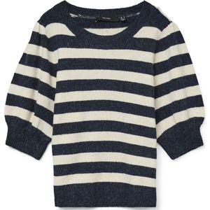 Gebreide Pullover - O-hals - 2/4 Mouwen - Pofmouwen - Regular Fit