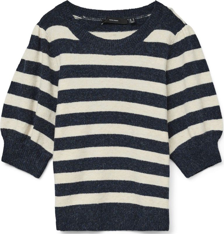 Pullover - O-hals - 2/4 Mouwen - Pofmouwen - Regular Fit