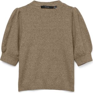 Gebreide Pullover - O-hals - 2/4 Mouwen - Pofmouwen - Regular Fit