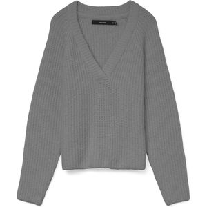 VERO MODA - VMNovah - Trui - Grijs Gemêleerd - Wijde Pasvorm - V-hals