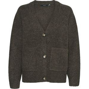 VERO MODA - VMBOOM LS V-NECK BUTTON - Cardigan - Bruin