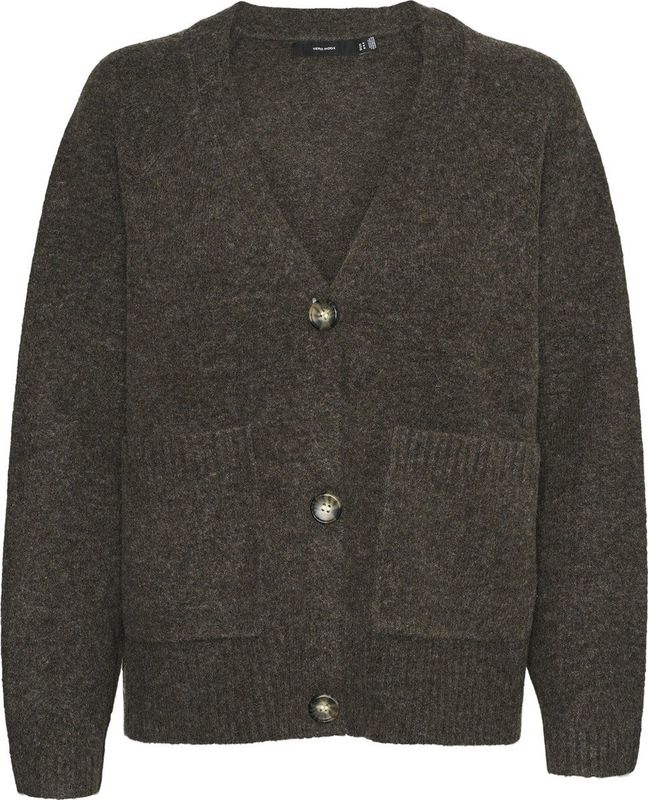 VERO MODA - VMBOOM LS V-NECK BUTTON - Cardigan - Bruin