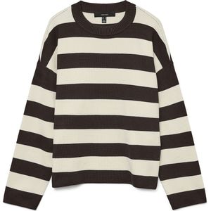 VERO MODA - VMSILJE - Trui - Lichtbeige / Donkerbruin - Losse Pasvorm