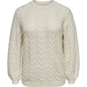 Carrubina - Gebreide Pullover - O-hals - Lange Mouwen - Kabelgebreid Detail