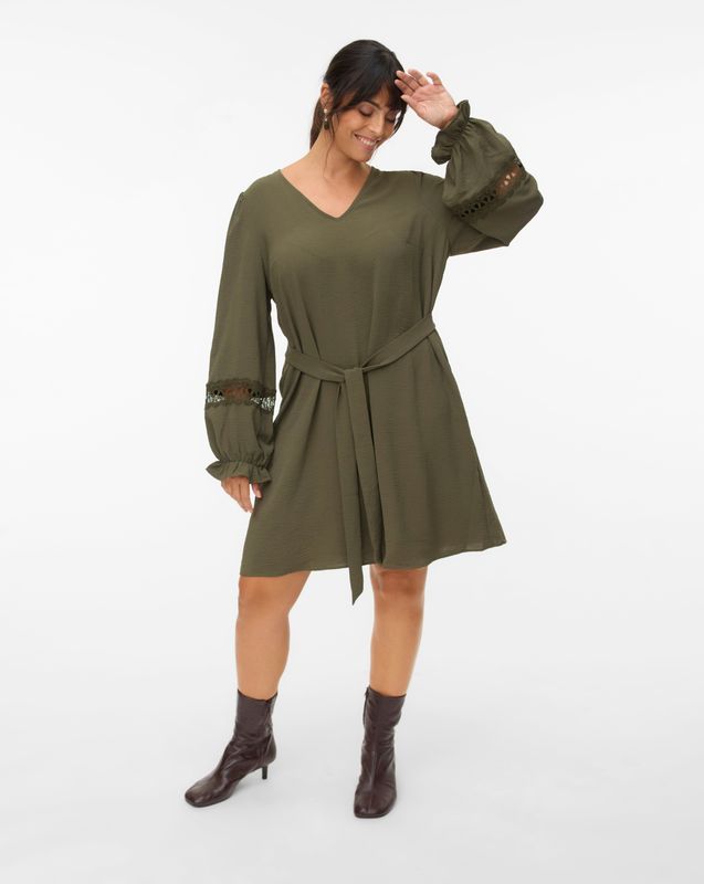 Vmcalva - Korte Jurk - V-Hals - Lange Mouwen - Zwart - Regular Fit