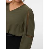 Vmcalva - Blouse - V-Hals - Lange Mouwen - Kanten Detail - Regular Fit