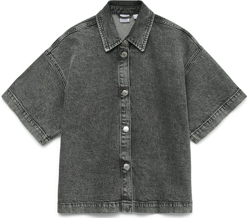 Vero Moda - Jeanshemd - Korte Mouwen - Losse Pasvorm - Knoopsluiting - Blauw