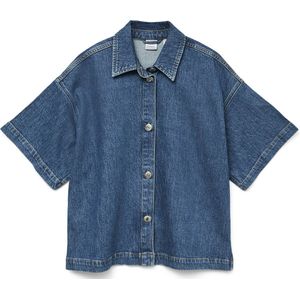 Denim Overhemd - Blauw - Katoen - Korte Mouwen