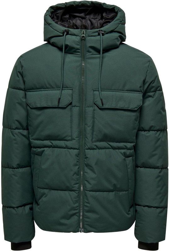 ONLY & SONS - JUNIOR - Gewatteerde Jas - Donkergroen