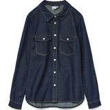 Vero Moda - VMJENNIE - Blouse - Dark Blue Denim - Regular Fit - Lange Mouwen