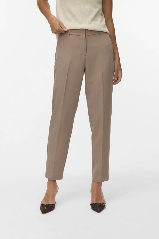 VERO MODA - VMGLORIA - Tapered Broek - Lichtbruin - Regular Waist