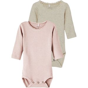 Body - 2-pack - Lange Mouwen - O-hals - Drukknoopsluiting - Kantdetail