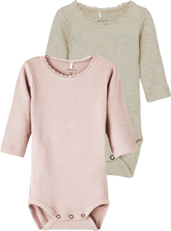 Body - Lange Mouwen - 2-pack - Drukknoopsluiting - Kantdetail