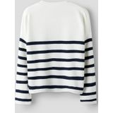 Gebreide Trui - Gestreept - V-hals - Lange Mouwen - Geborduurd