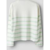 Gebreide Trui - Gestreept - V-hals - Lange Mouwen - Platgebreid - Geborduurd