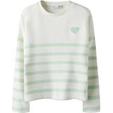 Gebreide Trui - Gestreept - V-hals - Lange Mouwen - Platgebreid - Geborduurd