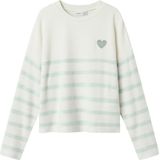 Gebreide Trui - Gestreept - V-hals - Lange Mouwen - Platgebreid - Geborduurd