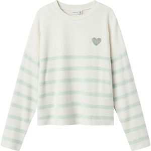 Gebreide Trui - Gestreept - V-hals - Lange Mouwen - Platgebreid - Geborduurd