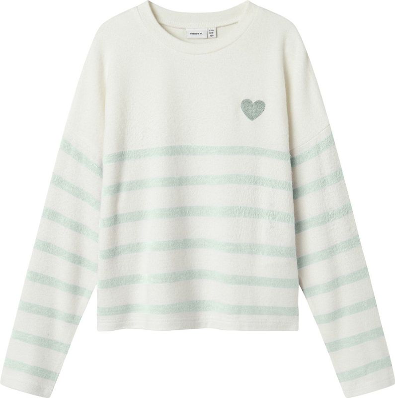 Gebreide Trui - Gestreept - V-hals - Lange Mouwen - Platgebreid - Geborduurd