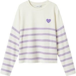 Gebreide Trui - V-hals - Lange Mouwen - Geborduurd - Platgebreid